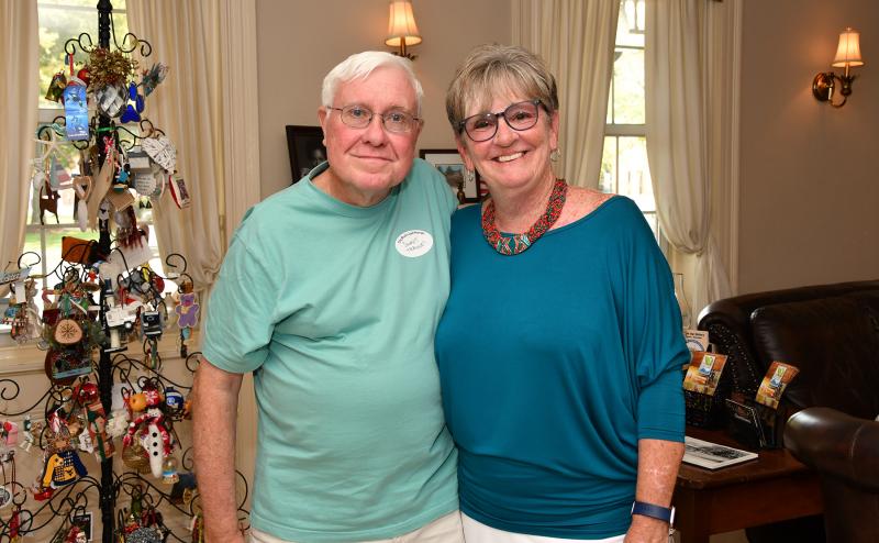 Lynn Lester, right, smiles for the camera with friend Stuart Thawley, who drove up from Crofton, Md., for the event. Over the years, Thawley has used The Brick as his resting place during his regular visits to the area to visit family and friends, and simply to explore.