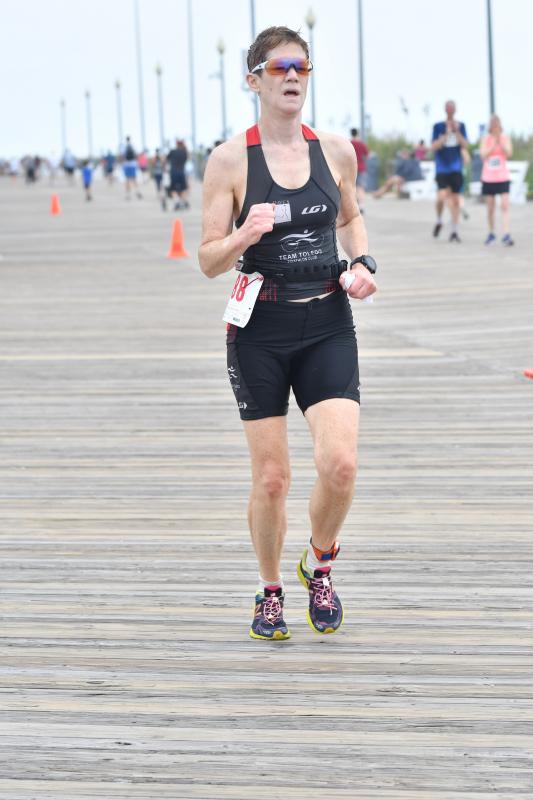 Lynn Forsythe, 57, winner of the women’s masters biathlon.
