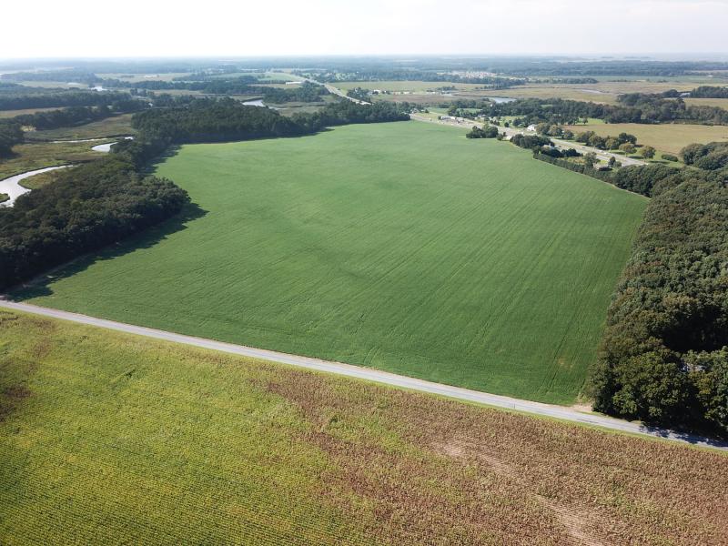 Here is an aerial look at the Round Pole Bridge Road property. Route 1 can be seen along the top edge of the property. NICK ROTH PHOTO