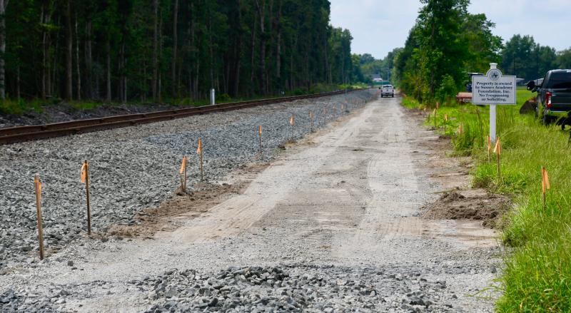 Work is underway on a section of the Lewes-to-Georgetown Trail from the city limits of Georgetown to Park Avenue. This portion runs behind Sussex Academy with a connection to the the new Airport Road-Route 9-Sand Hill Road intersection. RON MACARTHUR PHOTO
