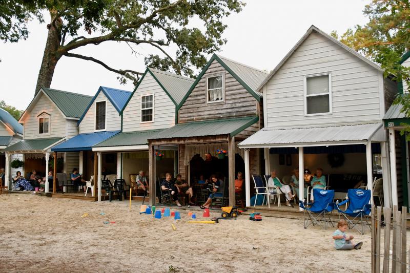 Some of the 47 cabins open their back porches onto the center of camp and the tabernacle where services take place.
