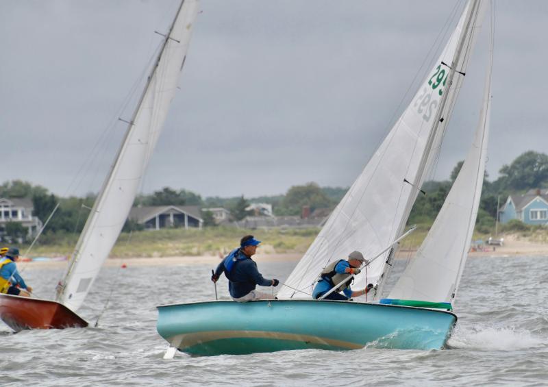 Mobjack sailors skipper Paynter Ingram and crew D.J. Parry of Lewes Yacht Club round a mark. The team finished in third place.
