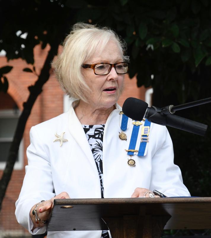 Maj. Nathaniel Mitchell Chapter Regent Carol Evans reads the Bill of Rights, the first 10 amendments to the U.S. Constitution.