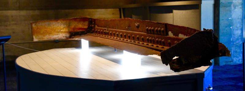 The USS Arizona relic was acquired by the Fort Miles Historical Association to create a Bookends of World War II exhibit, which also includes a USS Missouri gun barrel. The sinking of the Arizona signaled the start of the war, and surrender documents were signed aboard the USS Missouri to end the war.