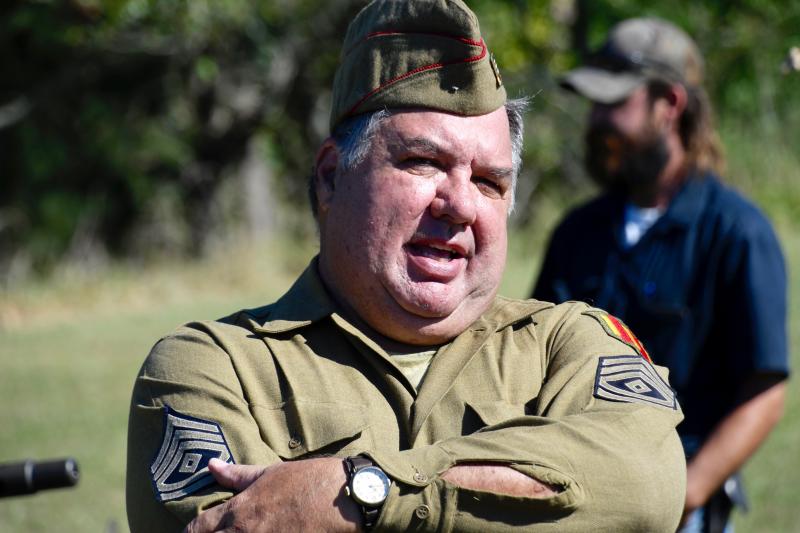 Tim Kuntz, a 261st Coastal Artillery Battalion re-enactor, talks about the equipment a typical solider would have used while stationed at Fort Miles. More than 2,500 men and women were assigned to the fort during World War II.