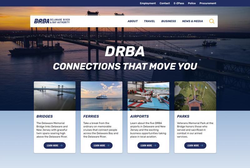 Delaware River & Bay Authority’s new website home page zeros in on users’ most-requested information. SUBMITTED PHOTO