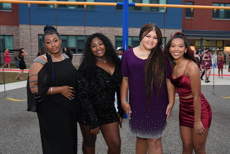 Dressed up for the dance are (l-r) Yazzmon Harmon, Aubrie Smith, Layla Clifton and Brooklynn Blackwell.