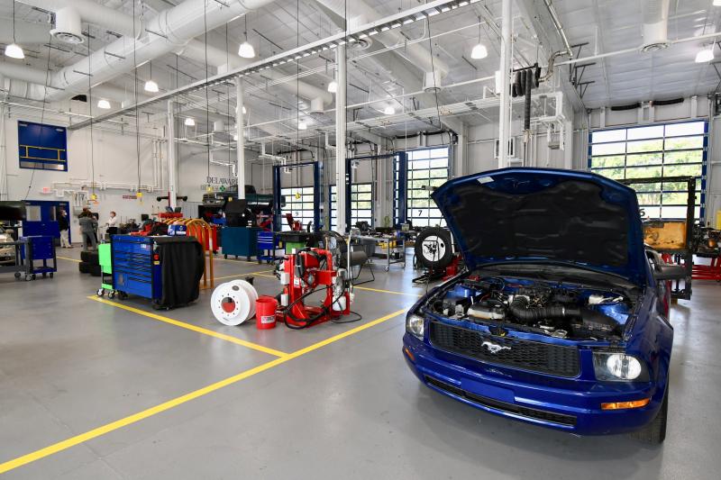 The modern automotive training center provides space for classroom work and lots of hands-on training.
