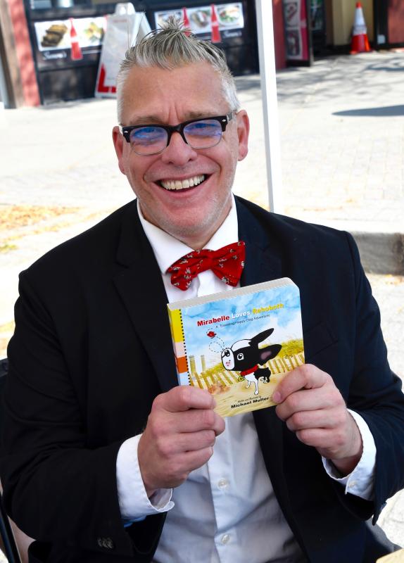 Author Michael Muller has transformed his love for his Boston terrier, Mirabelle, into a book and product business. He’s written several children’s books about his adventures with Mirabelle when they lived in Rehoboth Beach.