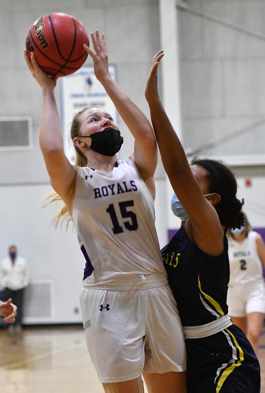 Royals senior Sierra Troyer hits a fall-away jumper.