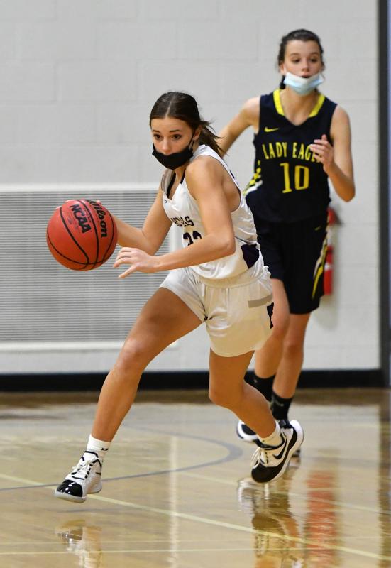 Maggie Kwiatkowski leads a fast break.