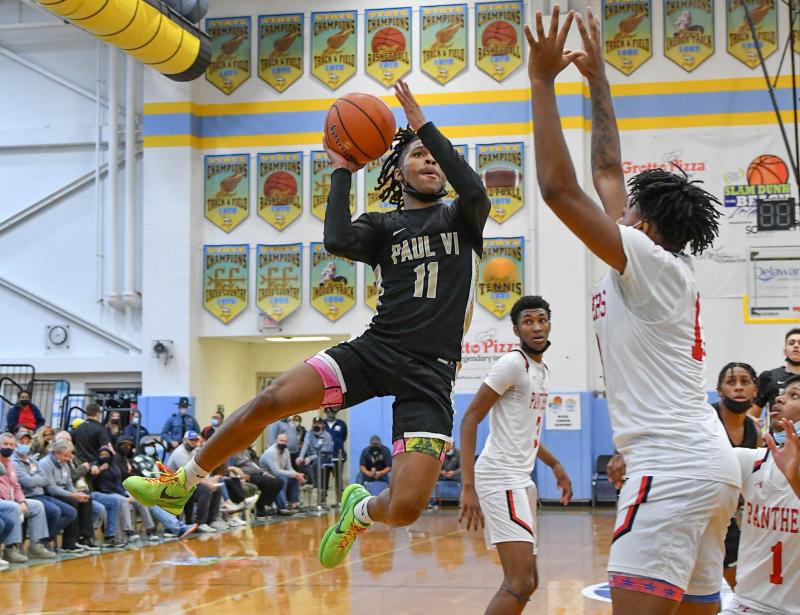 Paul VI guard Dug McDaniel glides to the hoop in the Paul VI 59-50 win over Imhotep Charter. DAN COOK PHOTOS