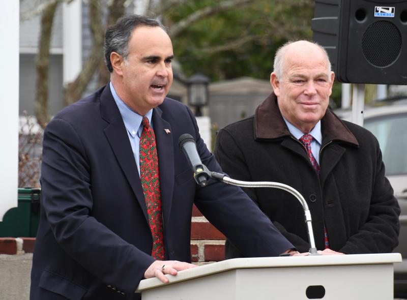 Sen. Ernie Lopez, R-Lewes, left, and House Speaker Rep. Pete Schwartzkopf, D-Rehoboth, both offered remarks, along with Rehoboth Mayor Stan Mills, on the importance of the event.