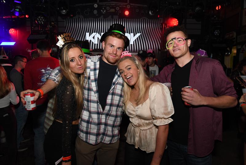 Partying at the Bottle & Cork are (l-r) Blair Banister, Jimmy Keenen, Kellen McLaer and Conrad White.