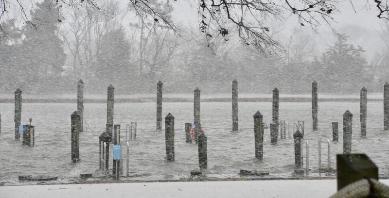 At high tide Jan. 3, the Lewes-Rehoboth Canal covers many docks along Pilottown Road in Lewes. RON MACARTHUR PHOTO