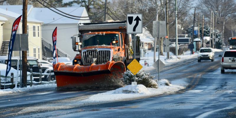 DelDOT snowplows, like this one on Savannah Road in Lewes early Jan. 7, were back in action clearing off area roads. RON MACARTHUR PHOTO