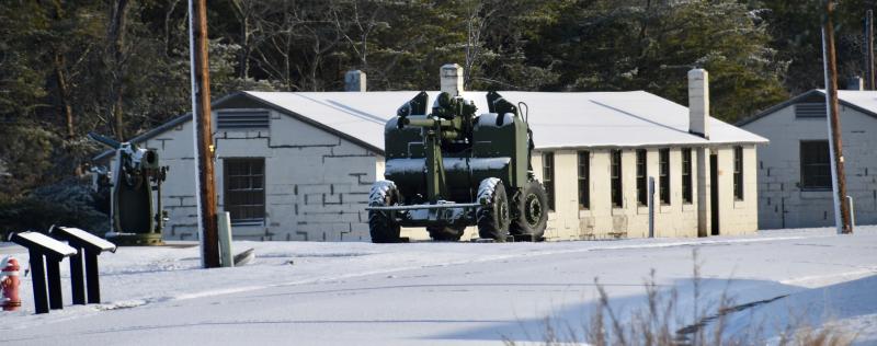 The Fort Miles barracks in Cape Henlopen State Park are covered with a fresh coat of snow from a brief Jan. 7 storm. RON MACARTHUR PHOTO