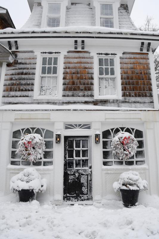 Snow clings to everything, including this historic building on Pilottown Road in Lewes. RON MACARTHUR PHOTO