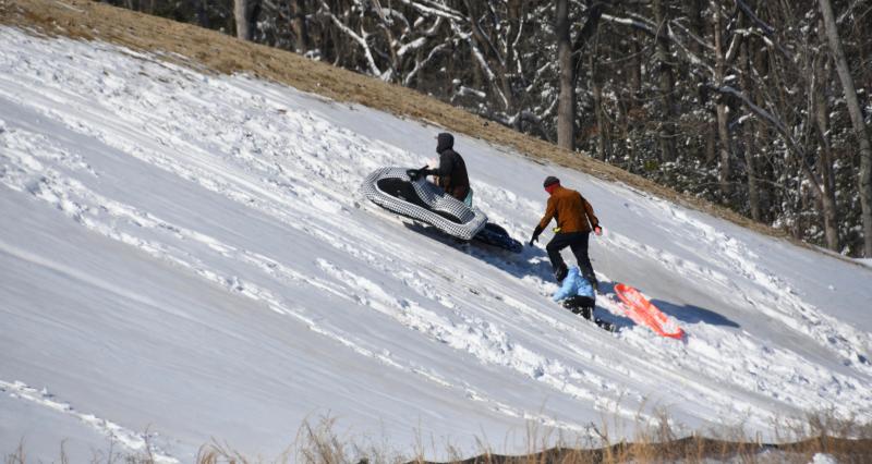 A large mound of dirt on a construction site along Route 24 near the Camp Arrowhead intersection is probably the largest sledding hill in Sussex County. RON MACARTHUR PHOTO