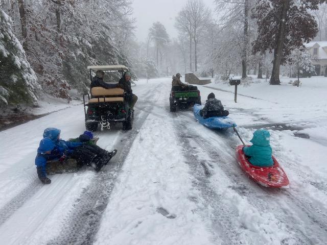 “The dads were creative and busy this morning pulling the kiddos around in Estates at Carriage Spring in Milton,” said Erin Wilkinson. “Lots of giggles and laughing.”