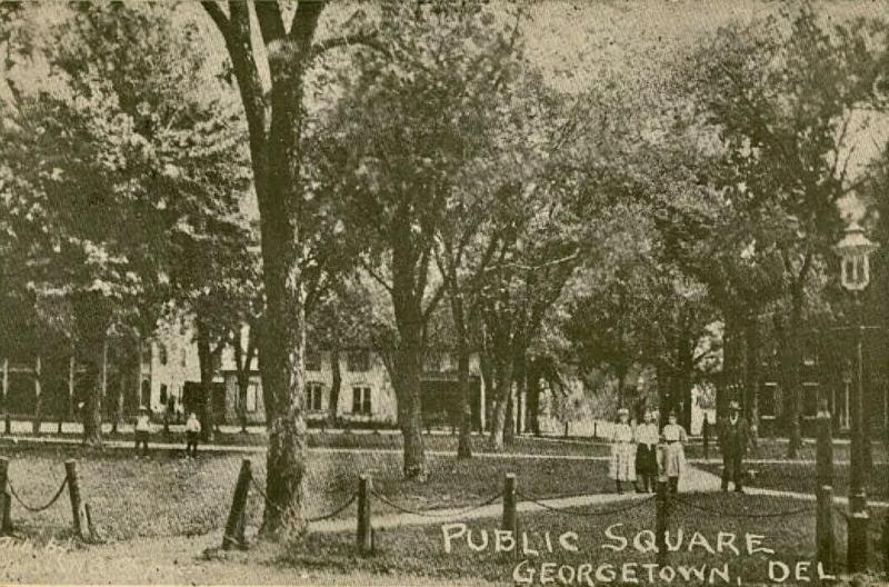 In the early years, the public square in Georgetown was much more like a park with numerous trees. JIM BOWDEN COLLECTION