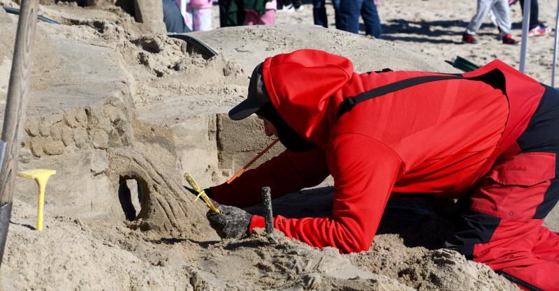 Pete Faverio is one of several sandcastle artists creating massive sand art on the beach near the Boardwalk. RON MACARTHUR PHOTO