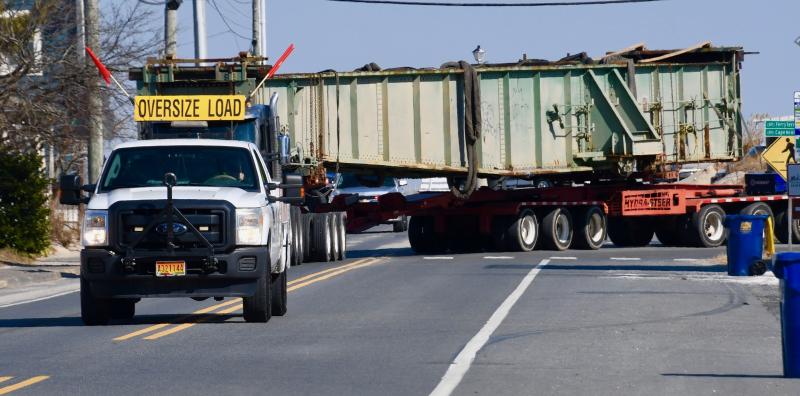 It’s a really wide turn from Cape Henlopen Drive onto Savannah Road during the final leg of the swing bridge’s move to a new location at the end of American Legion Road.