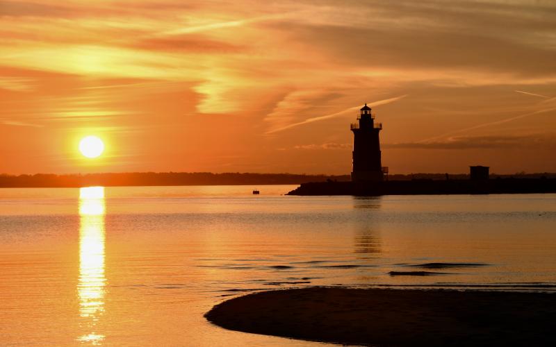 One of the most photographed sites in the Cape Region is the Delaware Breakwater East End Light off the coast of Cape Henlopen State Park.