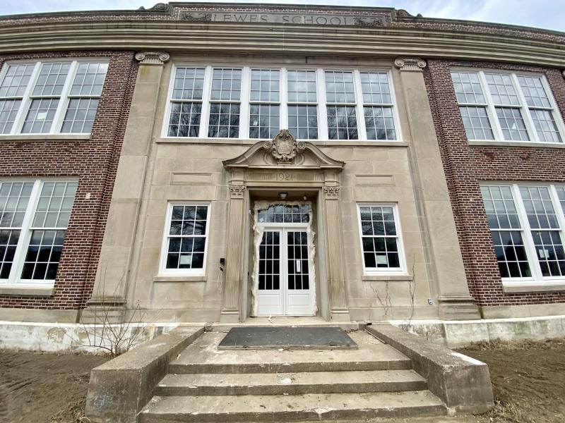 The original main entrance shows the school was constructed 100 years ago. The former main lobby will be a second-grade collaborative learning space.