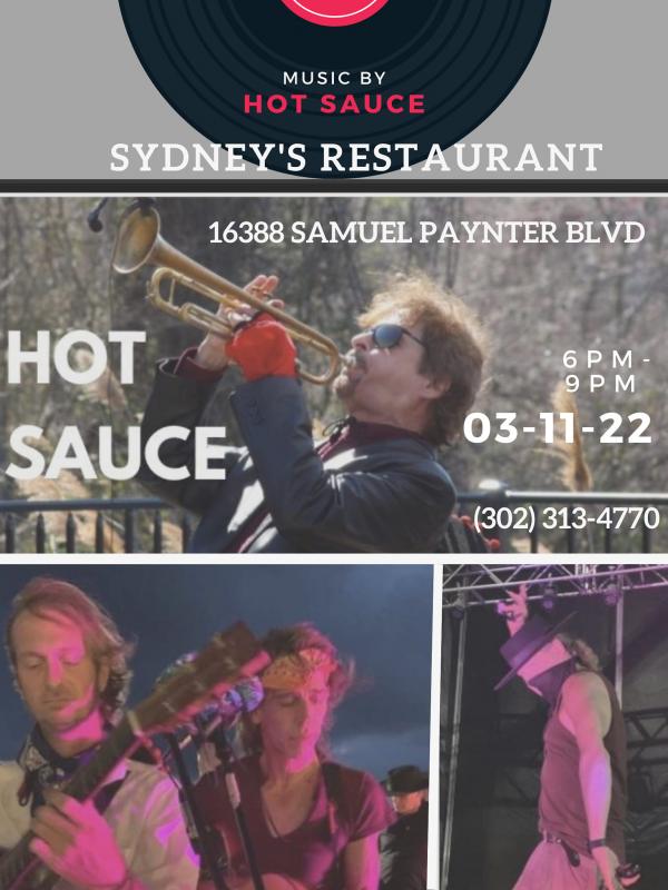 Live Music Friday night at Sydney’s Hot Sauce Band Cape Gazette
