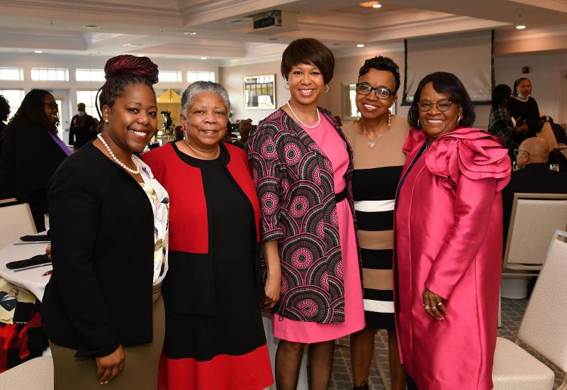 Enjoying the event are (l-r) the Rev. Tesha Miller, the Rev. Rita Mishoe Paige, Shorel Clark, Yvonne Kennedy and the Rev. Patricia Green.