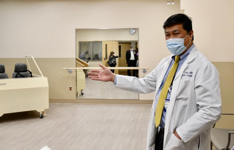 Orthopedic surgeon Dr. Wilson Choy says a new therapy room is designed to help patients transition from their operation to go home quickly and start physical therapy.