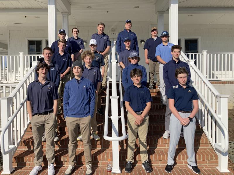 The 2022 Cape Henlopen High School golf team members are in back (l-r) Tyler Costello, assistant coach Reed Jones, assistant coach Bill Geppert, head coach Robert Harrod and Quinn Rae; third row Jeremy Trost, Bret Miller, Seth Reynolds and Will Ciabattoni; second row Dylan Steinwedel, Ethan Mercer, Blake Frye and Chris Williams. In front are Tom Burn, Flynn Kalb, Dalen Daminger and Jacob Gabbard. Not pictured is Chris Runde. FRITZ SCHRANCK PHOTO