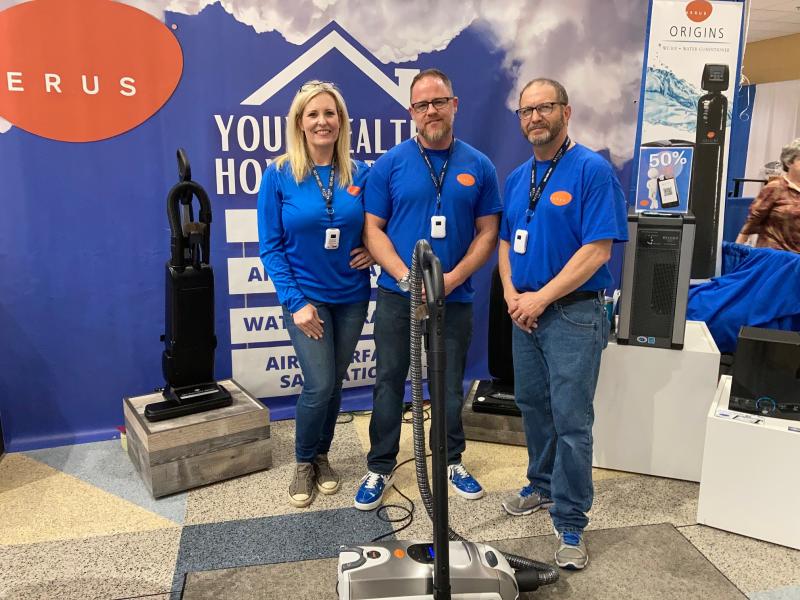 Working the booth for Beyond By Aerus of Delaware, which sells air-purification products, are (l-r) Nicole Walsh, Tom Walsh Jr. and Shawn Hardy.