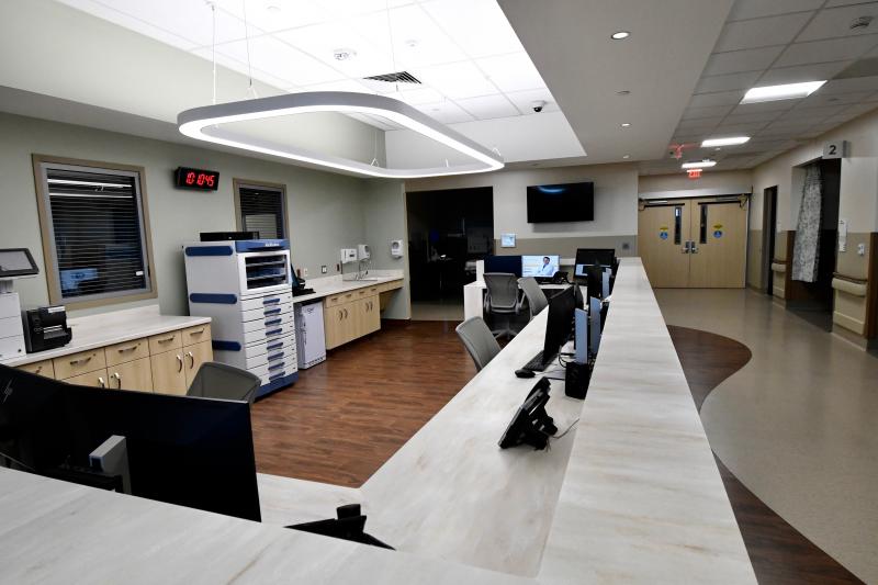 Nurses stations in the new hospital were designed with input from staff to allow for better efficiency.