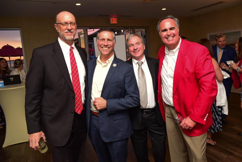Speaking about their expansion of services and how DNREC was working with them to answer the demands of increasing population in Sussex are (l-r) Dave Spacht, president of Artesian Water Company; Rep. Steve Smyk, R-Milton; John Thaeder, senior VP of Artesian; and Sen. Ernie Lopez, R-Lewes.