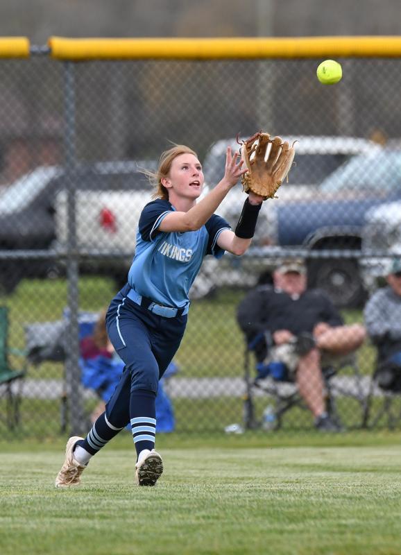 Cape freshman Eden Frederick makes a running play in right field.