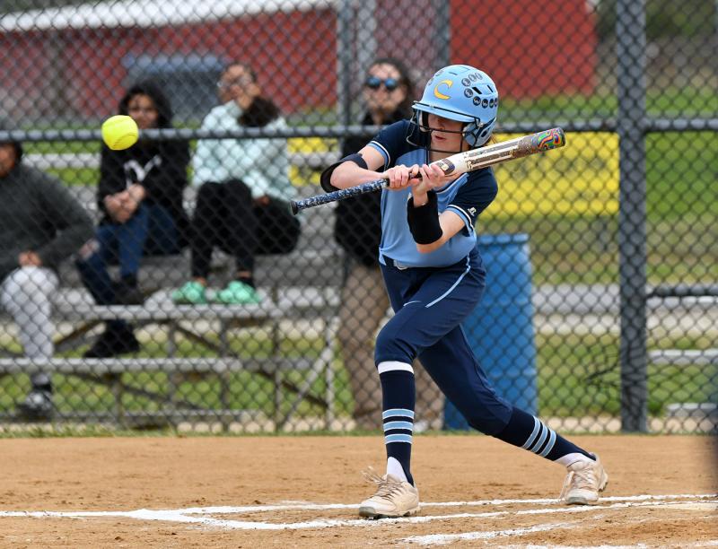 Cape freshman Eden Frederick slaps a shot from the left side of the plate.
