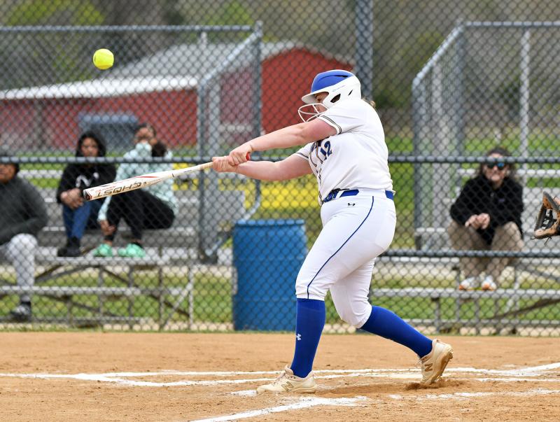 Senior Katie Evick slams a double for the Knights.