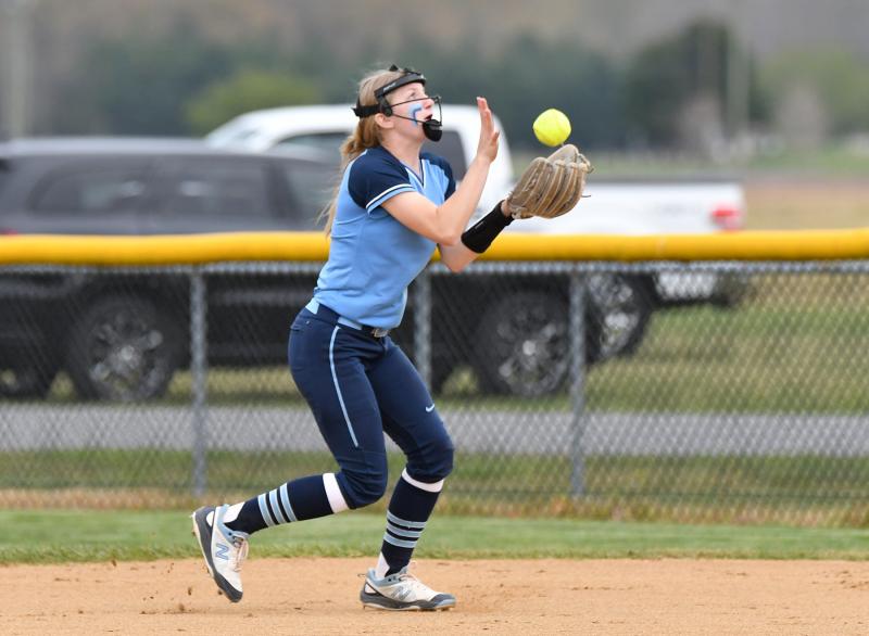 Cape freshman Ava Calciano gets an out at second base.