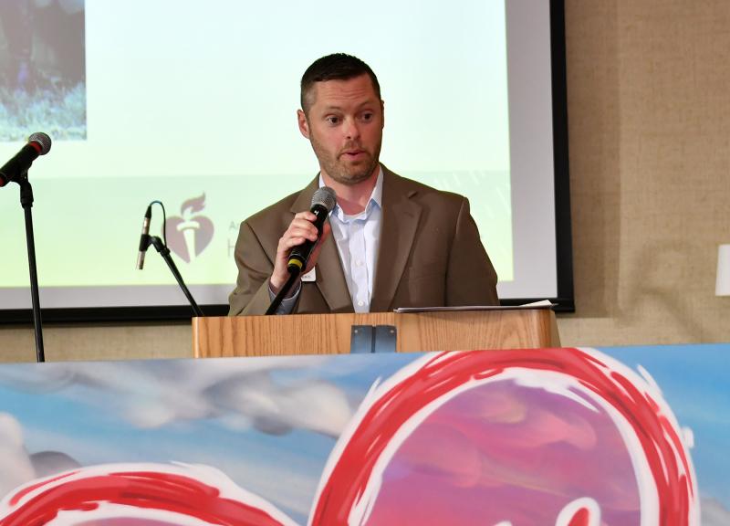 Delaware American Heart Association Executive Director David Morris speaks to the work accomplished by the Heart Ball.