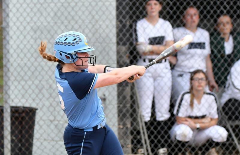 Cape freshman third baseman Alivia Heers slams a double.