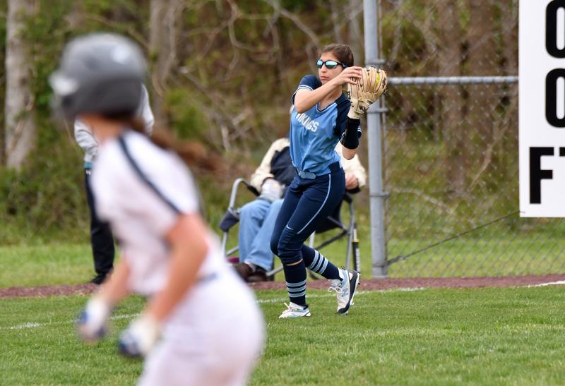 Cape left fielder Ava Simeone snags a fly ball.