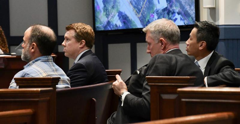 A four-member team appeared April 4 during the Sussex County Board of Adjustment meeting for a fence variance application for the Biden home. Turnstone Holdings CEO Harvey Ryan, far left, was accompanied by three unidentified men. RON MACARTHUR PHOTO