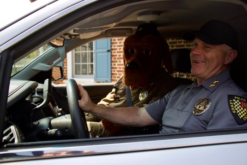 Chief Spell made sure someone was chaperoning the crime dog. Look for McGruff and Chief Spell to be side by side at a few events this year, like the Rally for Our First Responders at Hudson Fields.