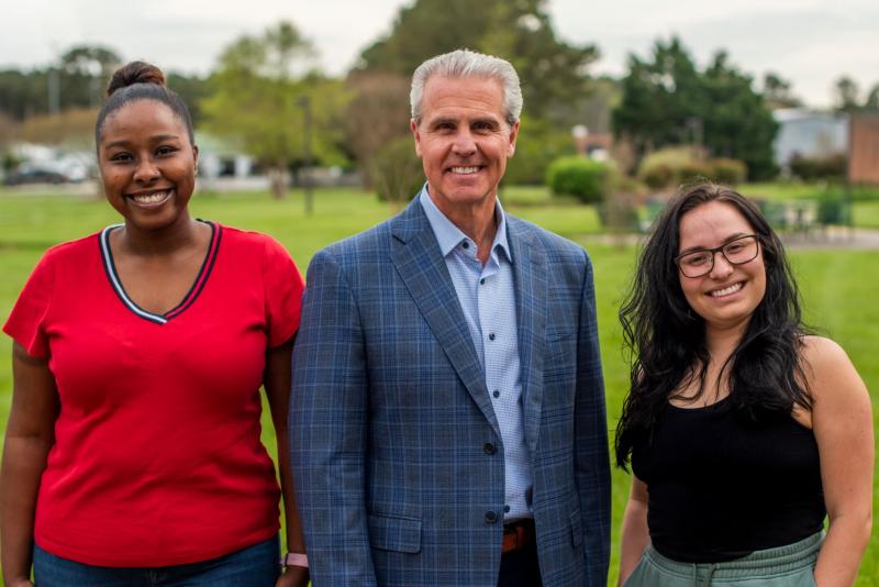 Local McDonald’s owner/operator Mike Meoli recently visited Delaware Technical Community College Jack F. Owens Campus to meet with the scholarship award recipients. Shown are (l-r) Amaya Hunt, real estate program graduate; Mike Meoli; and Katerine Tsolakis, real estate program graduate. Not pictured are Wilmary Candelario and Ruby Robles, qualified healthcare and education interpreter graduates. SUBMITTED PHOTO