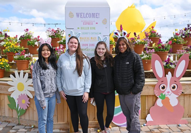 Welcoming visitors to Schellville are (l-r) Jennifer Yang, Samantha Castle, Abbey Nelson and Mary D’Silva.