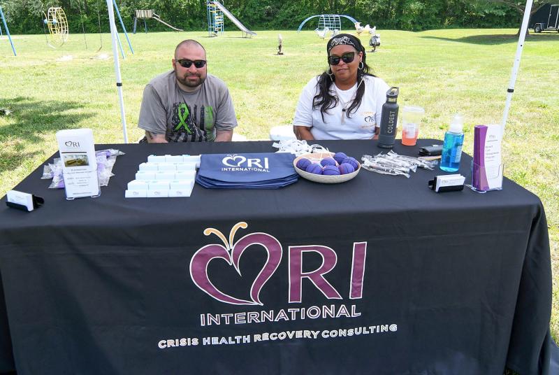 Working the RI International Crisis Health Recovery Services table are constable Bradley Cordrey and Natascha Hughes, state director of operations. The southern Delaware Crisis center is at 700 Main St. in Ellendale. The center’s primary focus is offering services in crisis, health, recovery and consulting.