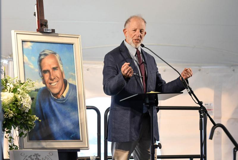 Cape Gazette Publisher Emeritus Dennis Forney tells stories about Joe Hudson as a friend and philanthropist. He spoke of Joe’s friendship with pilot Ted Freeman and his days of playing football for Lewes High School.