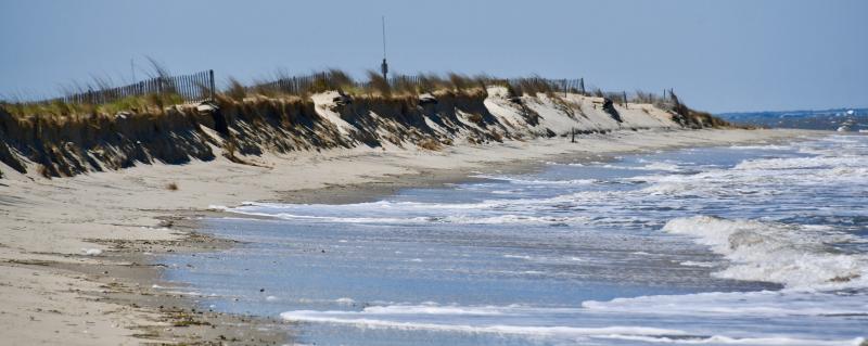 The entire duneline along Broadkill Beach suffers damage after two days of high tides, waves and wind. RON MACARTHUR PHOTO